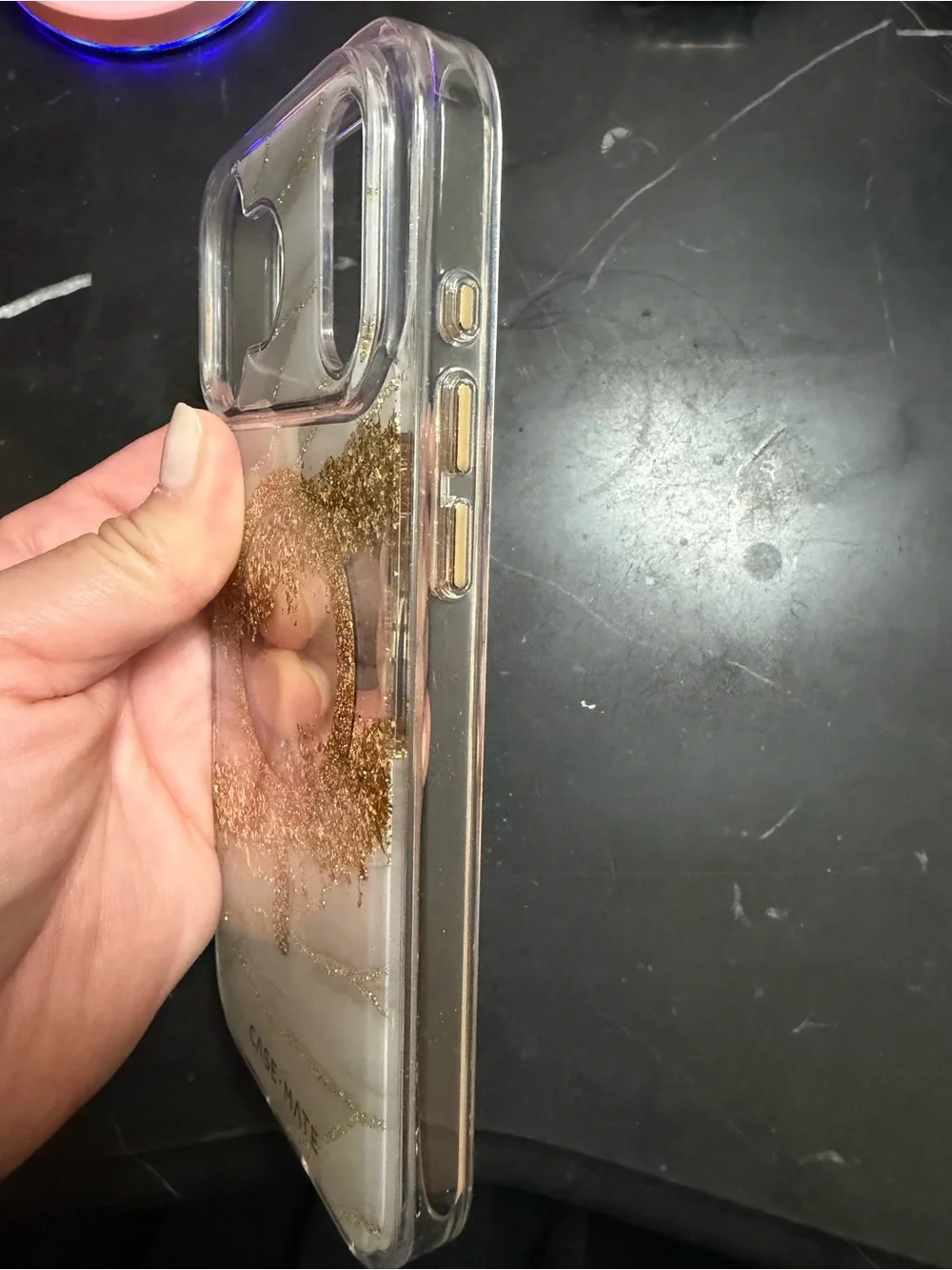 case-mate Gold Marble Glitter Phone Case with Sparkle Ring